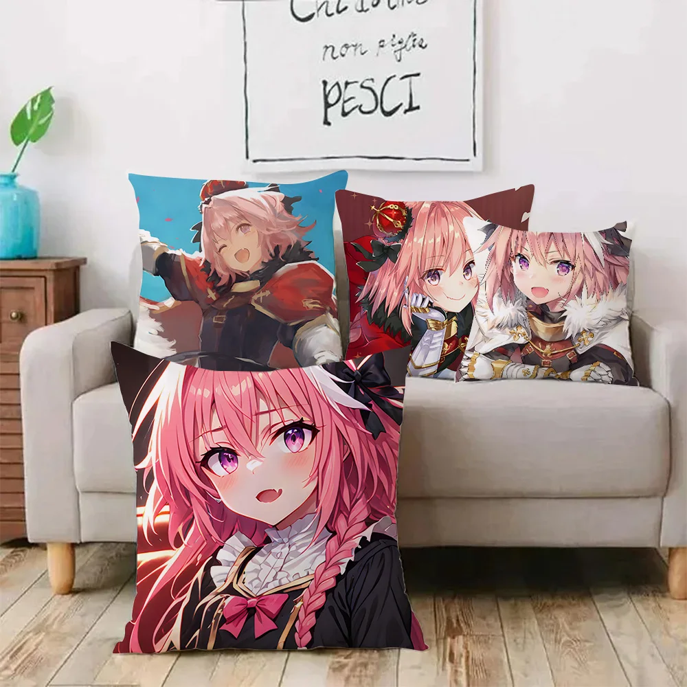 Anime F-Fate Apocrypha Astolfo Pillow Covers Cartoon Sofa Decorative Home Double-sided Printing Short Plush Cute Cushion Cover