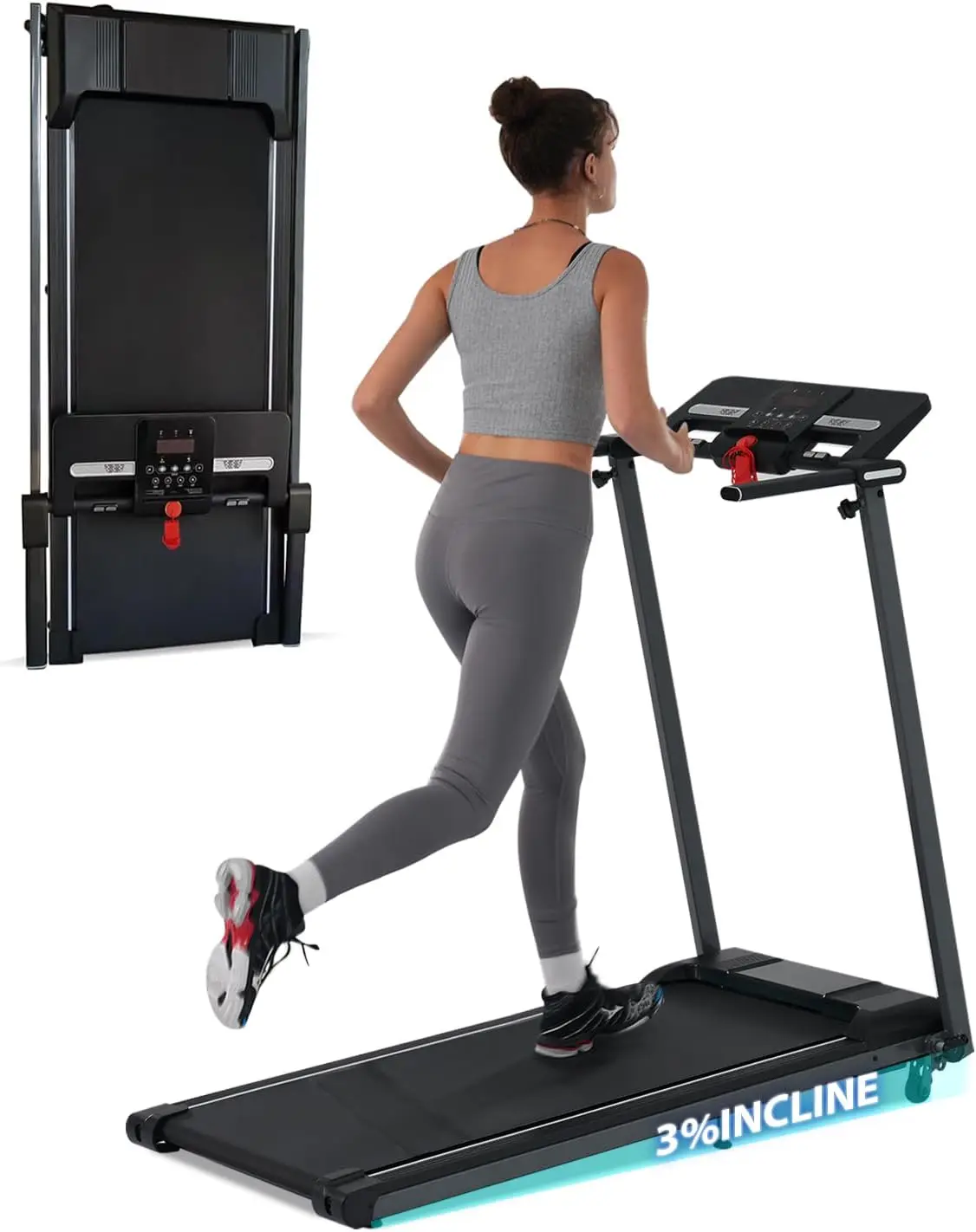 

Folding Electric Treadmills for Home Workout Running Machine Exercise Equipment 2.5HP,Double Shock Absorption 12 Preset Programs