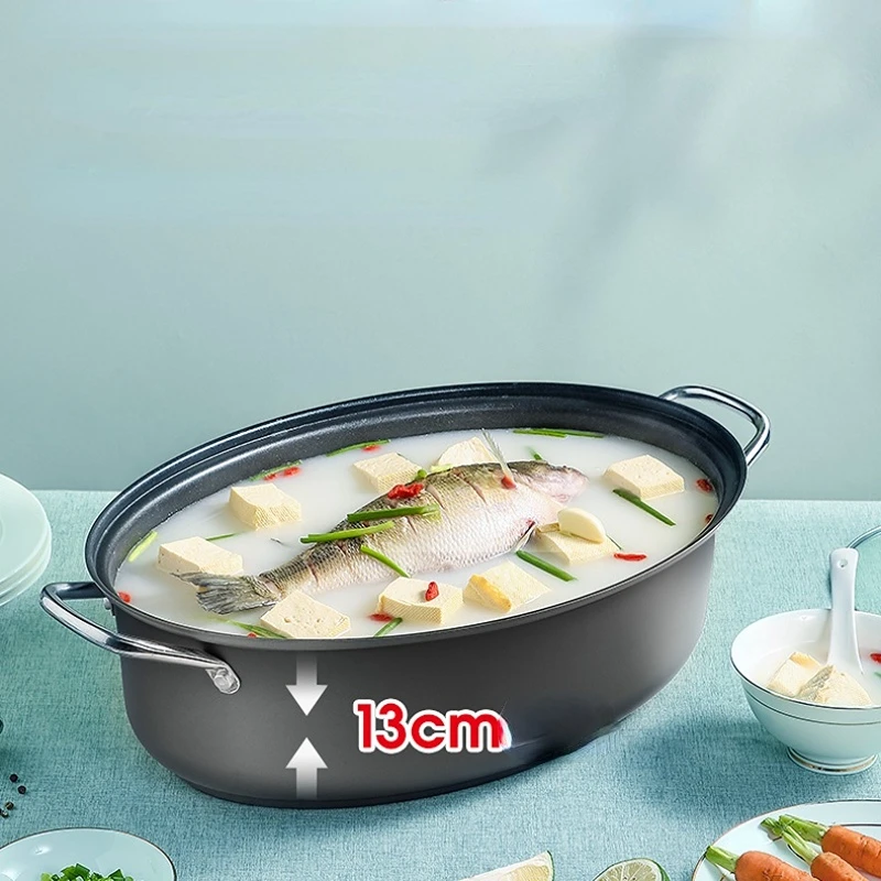 Steamed Fish Pot Household Steamer Large Non-stick Cooking Pot Grilled Fish Pot Seafood Gas Steamer Induction Cooker Universal