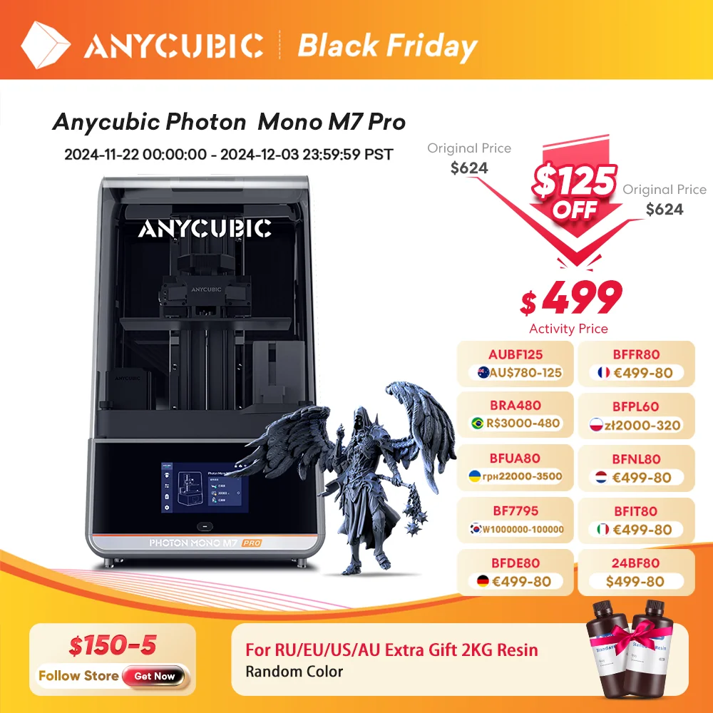 ANYCUBIC Photon Mono M7 Pro 14K Mono MSLA 3D Printer 10.1'' LCD Resin 3D Printer Speed Up to 170mm/h Printing Size 223*126*230mm