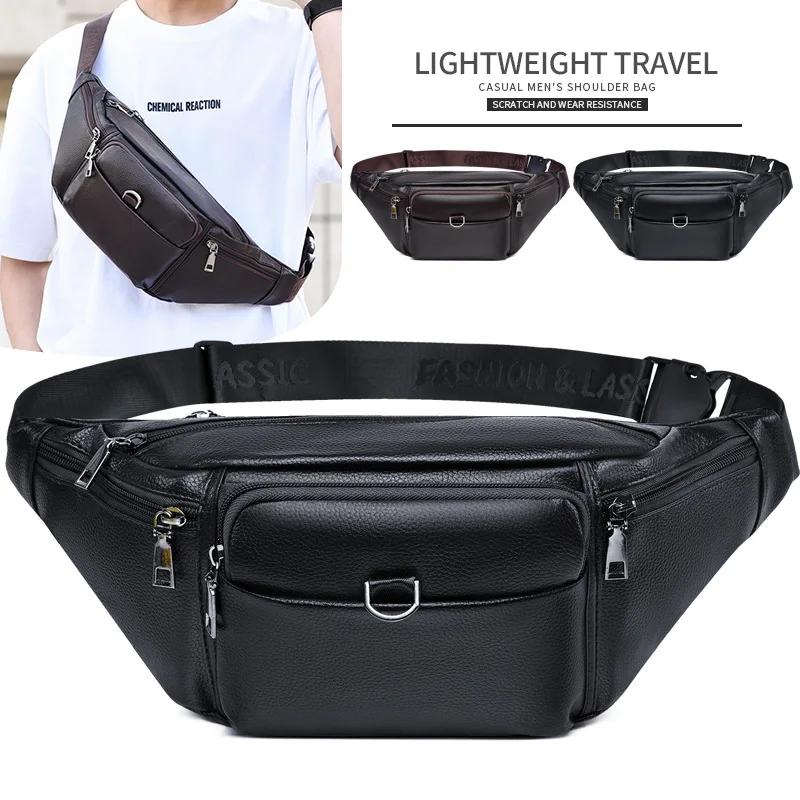 

Men's crossbody bag fashion large capacity riding mountaineering chest bag multi-function waterproof mobile phone waist bag