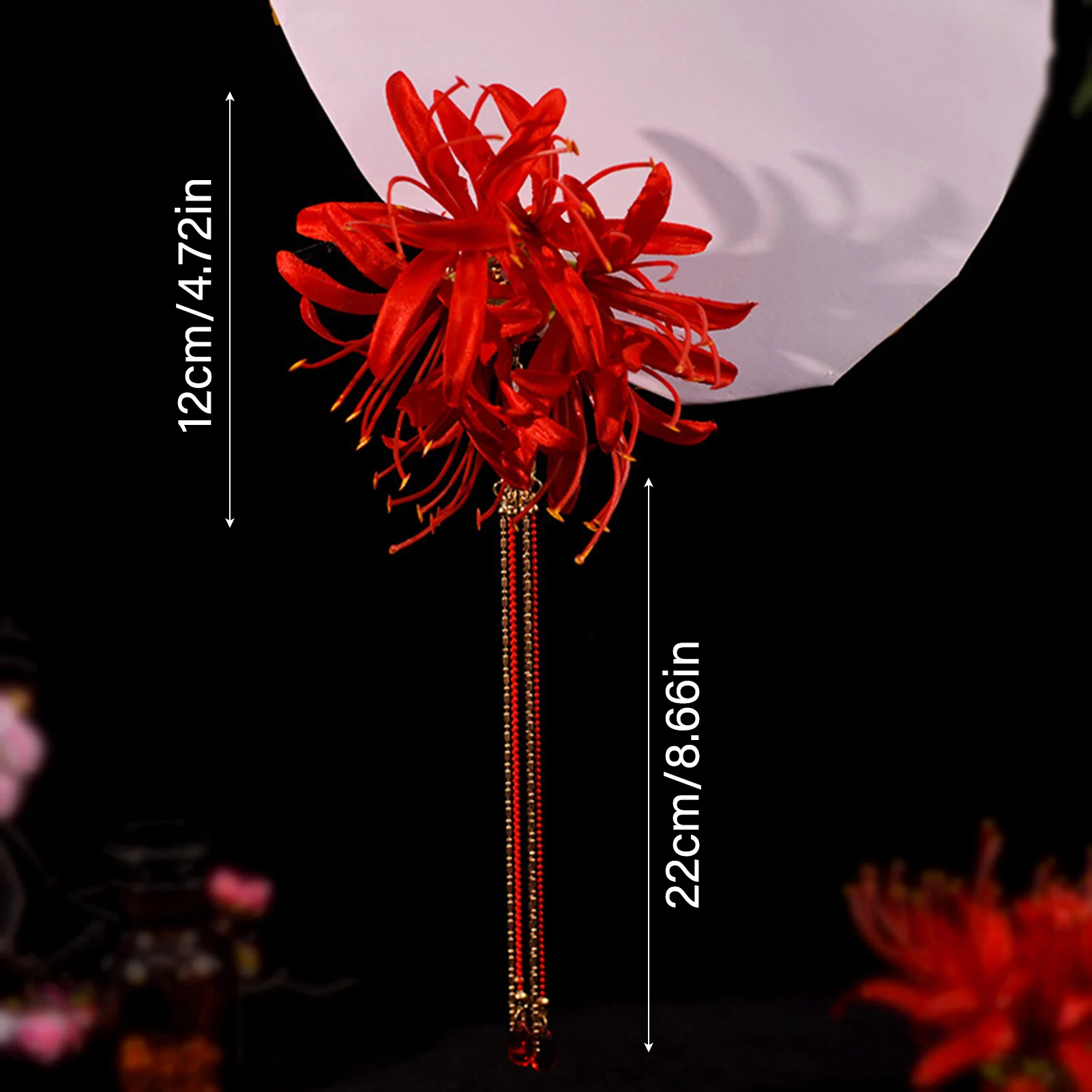 Simulated Flower Hairpin Fine Workmanship Red Magic Lily Tassel Hairpin for Birthday Stage Party Show