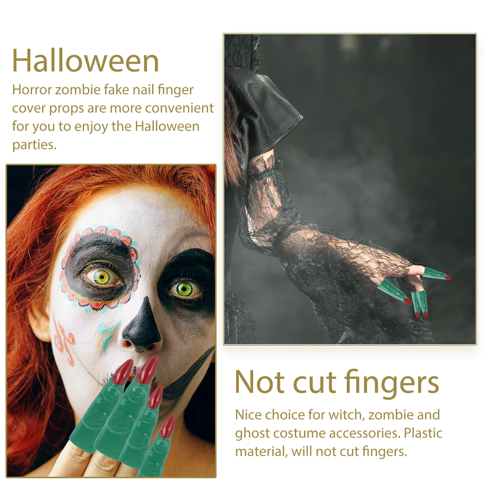 

24 Pcs Accessories False Nail Set Miss Fake Horror Halloween Nails Plastic Fingers