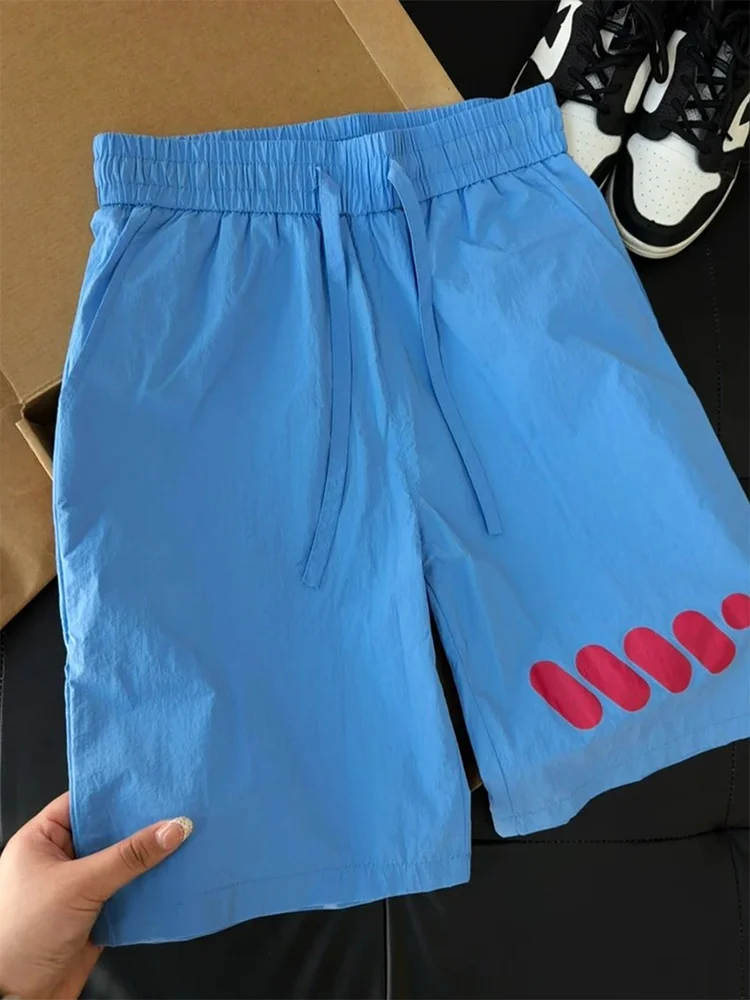 

Quick Dry Ice Silk Men's Shorts Summer Fitness Sports Basketball Running Beach Casual Shorts Knee High Straight Leg Pants