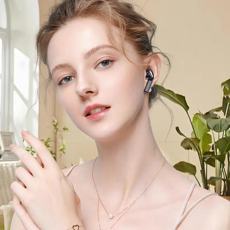 Fones de ouvido sem fio estéreo fones de ouvido sem fio display digital fones de ouvido sem fio treino transparente