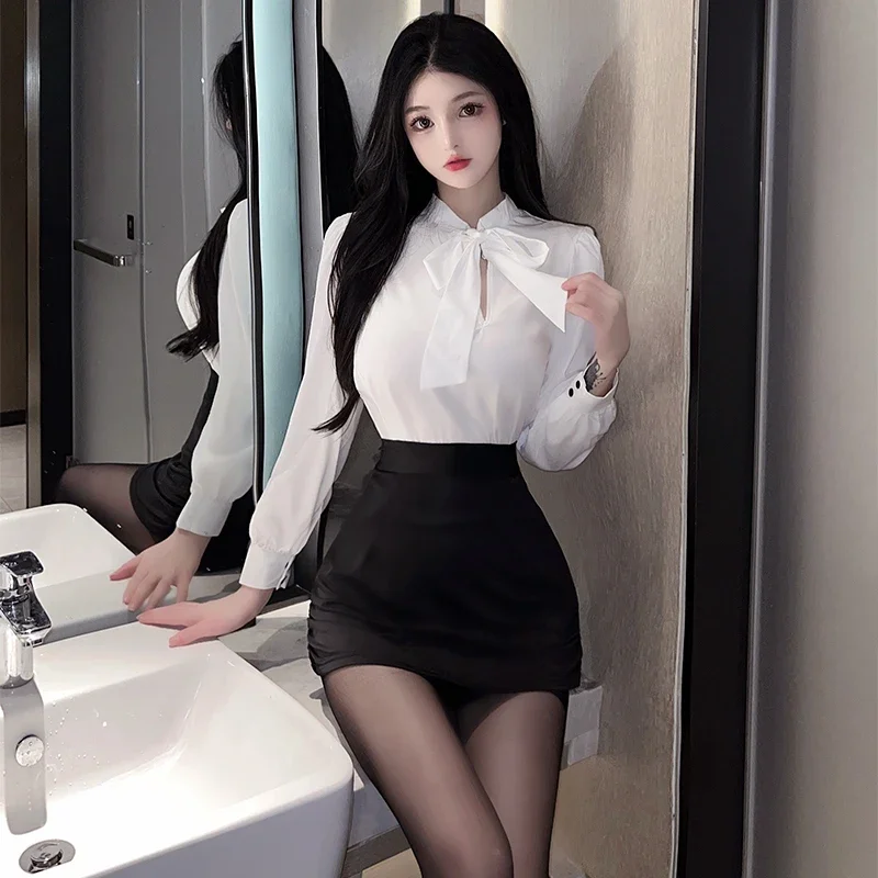 Women Stewardess Uniform Teacher Cosplay Mini Skirt Secretary Uniform Miss Costume Office Lady Sexy Cosplay Costumes Nightclub