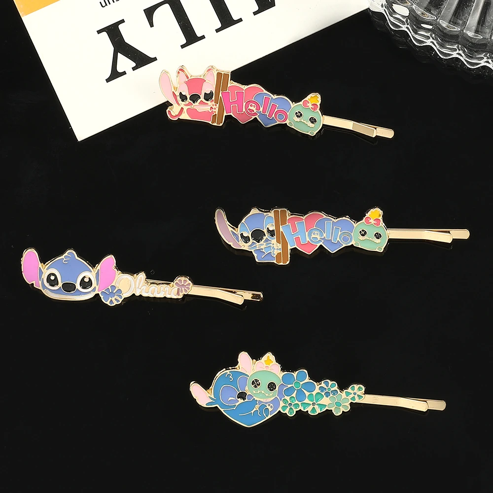 Disney Lilo Và Stitch Tóc Phụ Kiện Phim Hoạt Hình Cross Stitch Tóc Clip Hình Học Barrettes Kẹp Tóc Kẹp Tóc Móng Vuốt Phụ Nữ Cô Gái Thời Trang Quà Tặng