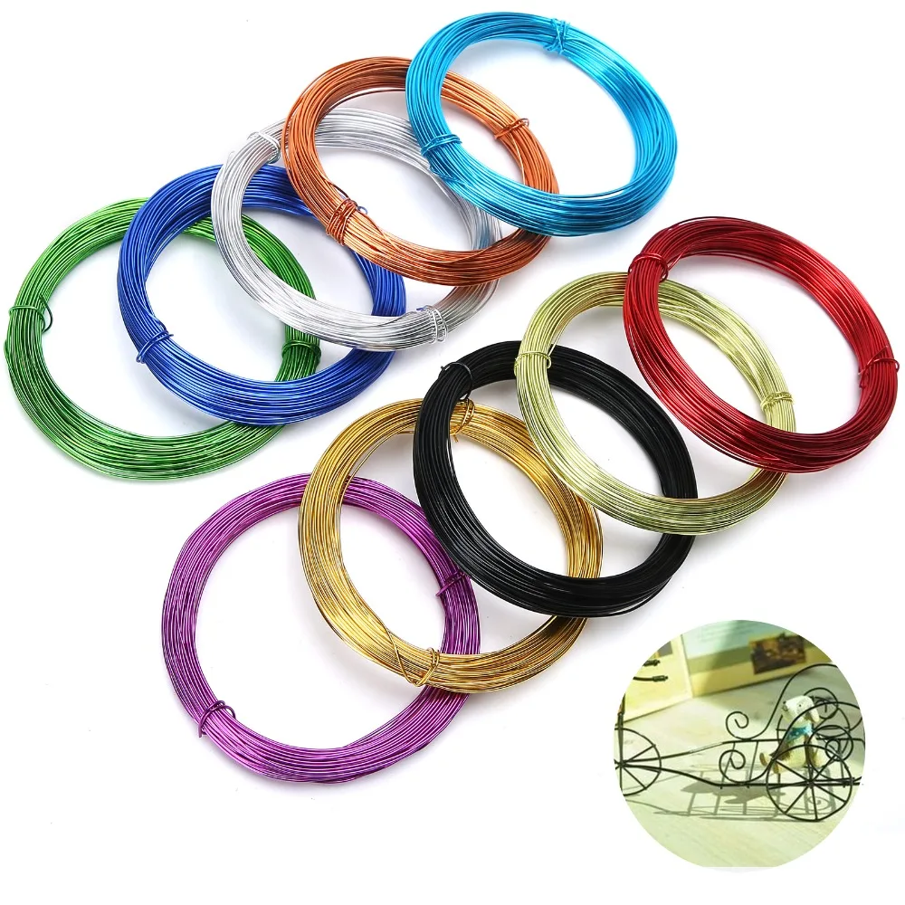 10-個-08-ミリメートル直径カラーアルミワイヤーアソートカラー酸化アルミニウムアルミクラフトワイヤーフレキシブルソフト