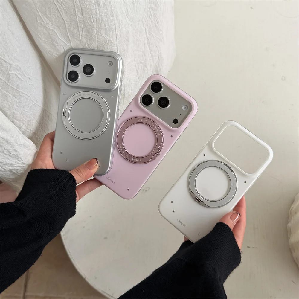 Fashion Korea Cute Point drill Magnetic Phone Case for iPhone 18 17 Pro 16 Max 17 18 Pro Max Shockproof Cover For Magsafe Cases