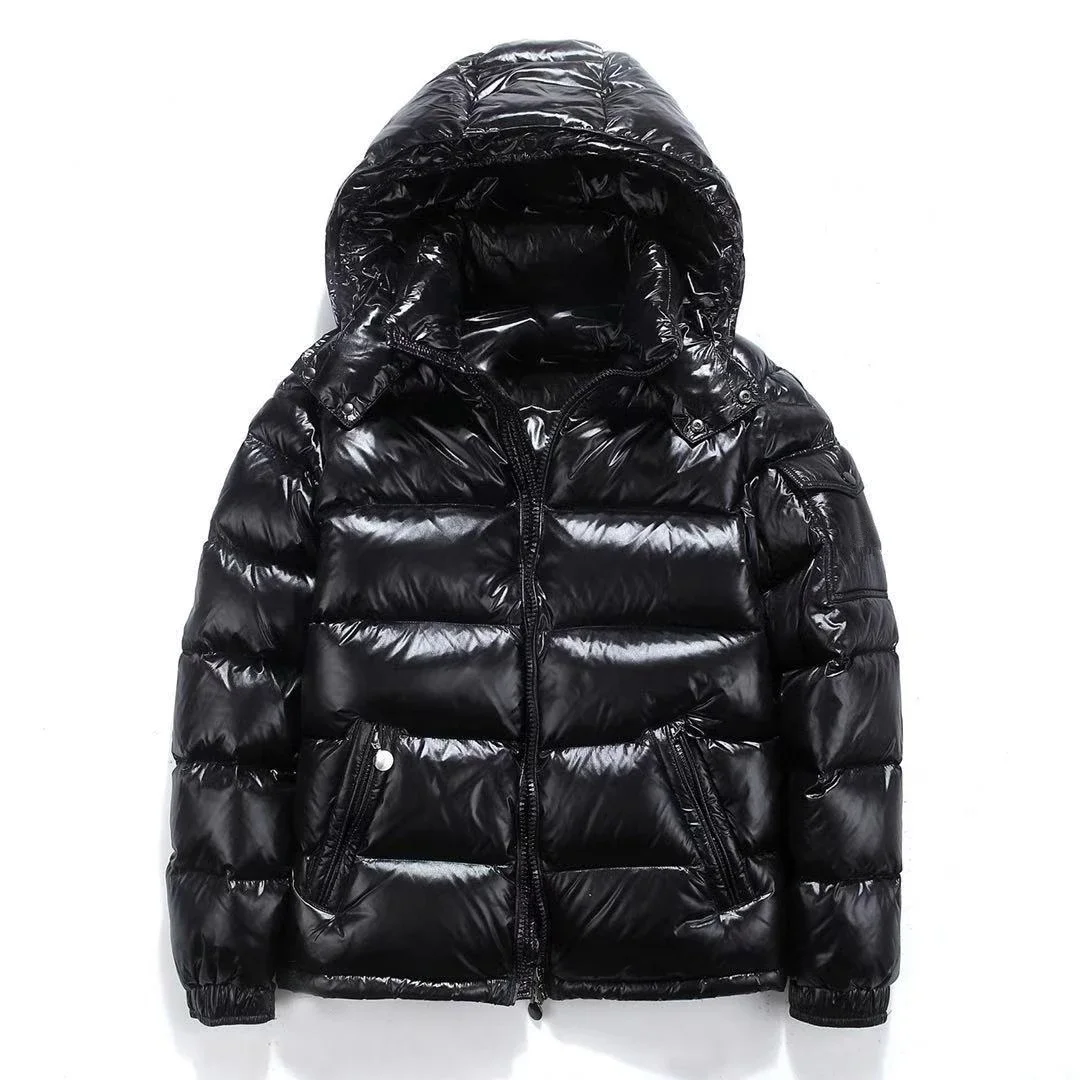 New Glossy Down Jackets Men Jackets Short Winter Hooded Women Thickened Warm-Keeping Cold-Proof Long Sleeve Cardigan Jacket 