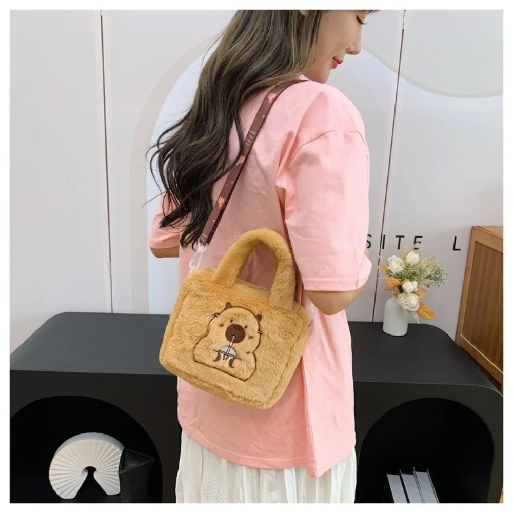 

Рождественские подарки, большая вместительная сумка с капибарой, мягкая сумка через плечо с изображением животных, милая хлопковая сумка через плечо с героями мультфильмов, пара