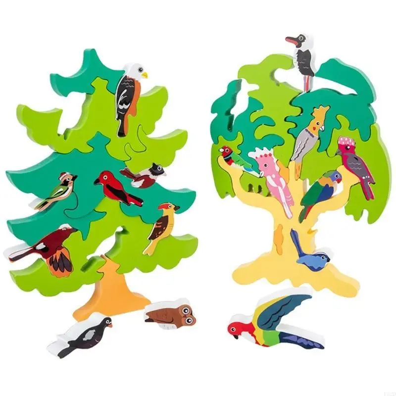 

F62d деревянные укладки игрушки Дети DIY DIY Bird Tree Tree Tree