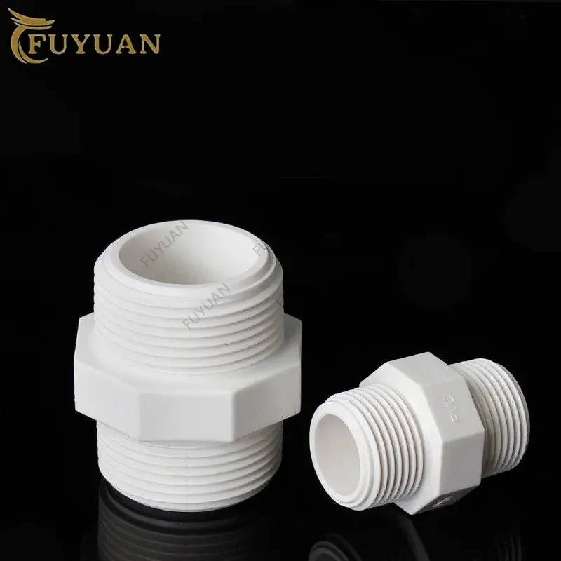 1/2-2Inch Double Male Thread PVC Equal Straight Connectors Aquarium Fish Tank Pipe Connector Fitting Garden Water Pipe Connector