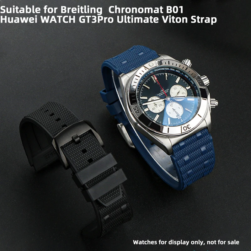 

For Breitling B01 watch band Chronomat B01 watch band Bracelet Huawei WATCH GT3/Pro 46mm FKM strap bracelet Ultimate Men‘s 22mm