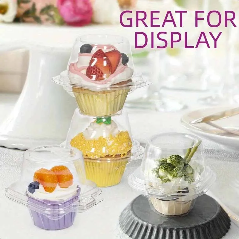 10Pcs20Pcs30Pcs Transparent Single Cupcake Boxes, Transparent Single Cupcake Containers, Suitable for Weddings, Holiday Parties