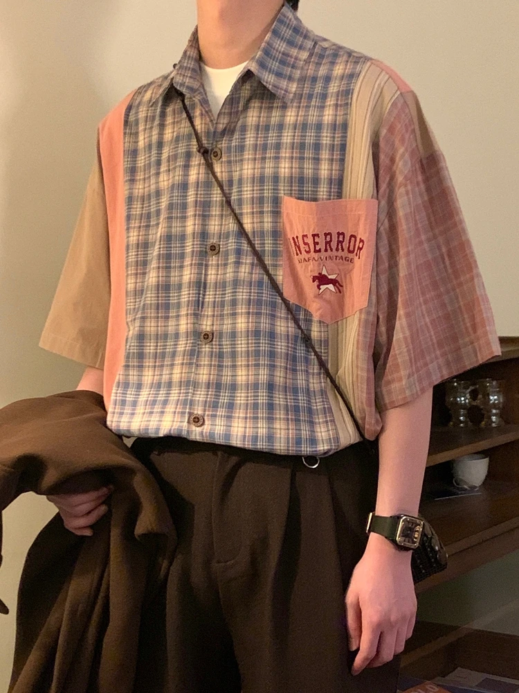 

Летний американский топ в клетку в стиле колледж, с винтажным эффектом, свободного кроя, модный, для женщин