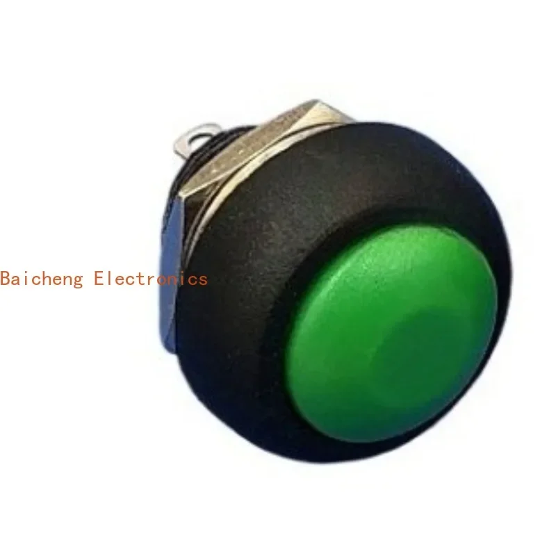 20pcs Small waterproof and dustproof round spherical 2-pin green button press on reset button switch normally on power supply