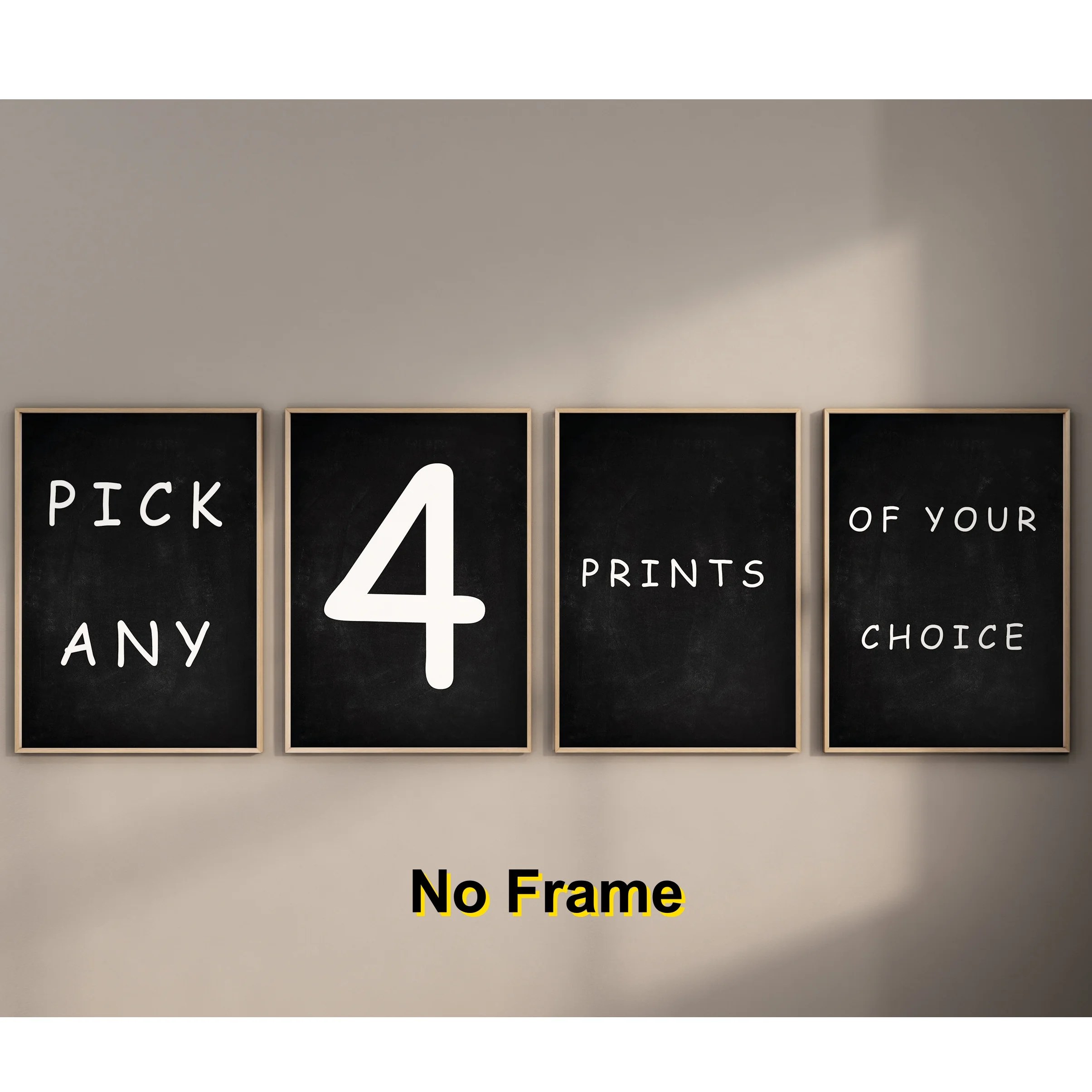4pcs Creative Custom HD Frameless Posters Customize Any Photo Canvas Print You Desire Gift for Home Decor Living Room Decor