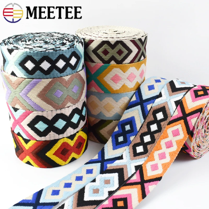 1-5Meters 38/50mm Polyester Jacquard Webbing For Bag Strap Belt Ribbons Clothes Decor Band Bias Binding DIY Sewing Accessories