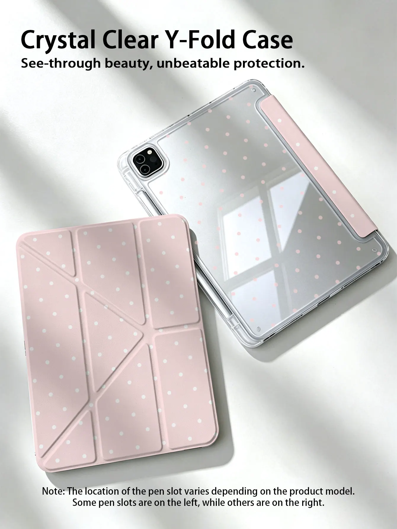 This Exquisite Pink Polka Dot Protective Case Is Shockproof and Durable, Suitable for iPad Air 4/5 10.9inch , iPad 7/8/9 10.2inch , iPad (A16) 11inch (11Th Generation, 2025 Model) Built-In Pen Slot, Supports Sleep/Wake