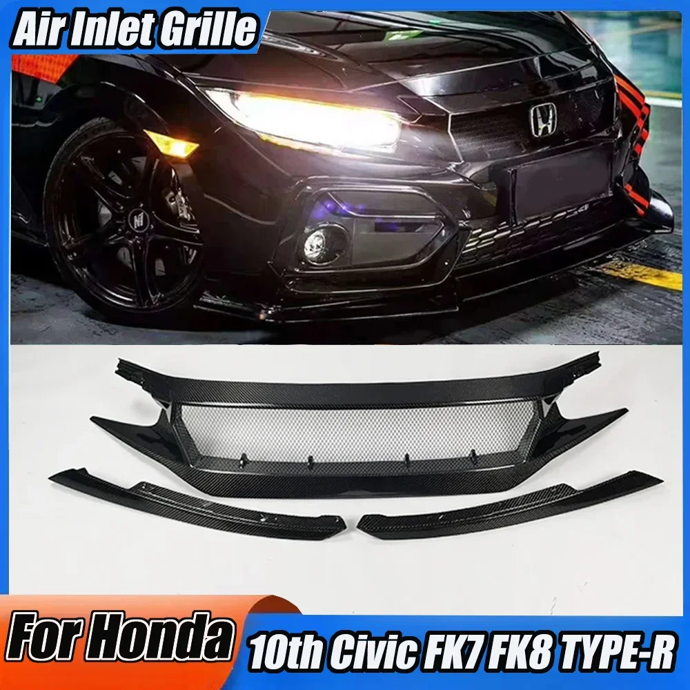 Front Bumper Air Inlet Grille For Civic 10th FK7 FK8 TYPE-R Racing FC JS N1 Style Carbon Grille Lamp eyebrow Trim Accessories