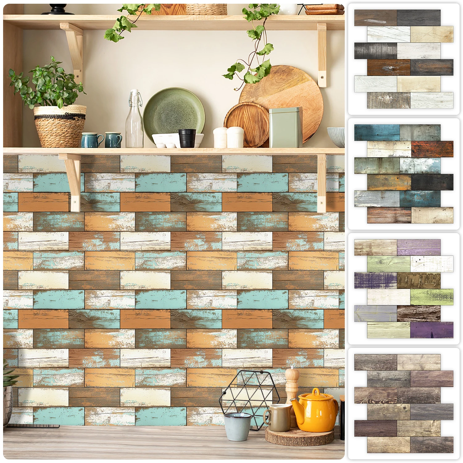 17 أنماط خاصة على شكل تنقش الخشب الحبوب ملصقات جدار النفط واقية المطبخ باكسبلاش الحمام مغسلة الفن جدارية الشارات