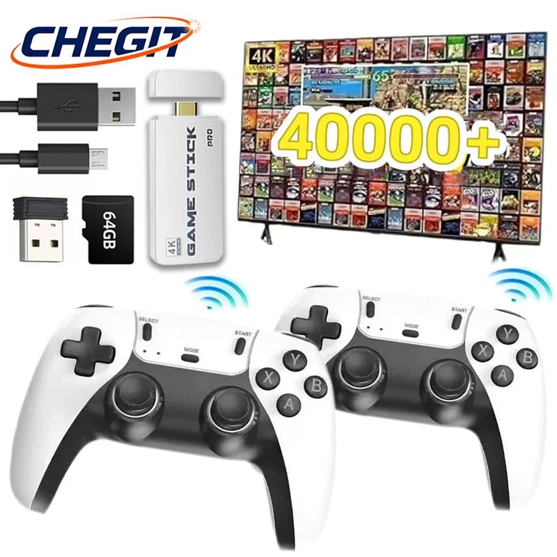 CHEGIT 40000+ ألعاب ريترو 64G 4K وحدة تحكم ألعاب فيديو عصا 23 + أجهزة محاكاة يده لعبة فيديو وحدة تحكم ألعاب لاسلكية #1