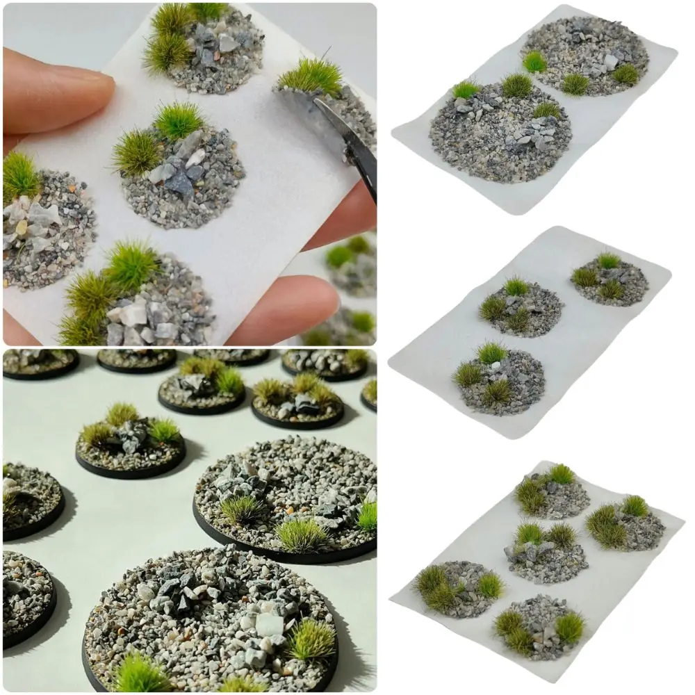Multi Size Scene Decorative Sticker Round Self-adhesive Model Layout Decals Dia.23mm 28mm 48mm Stone&Grass