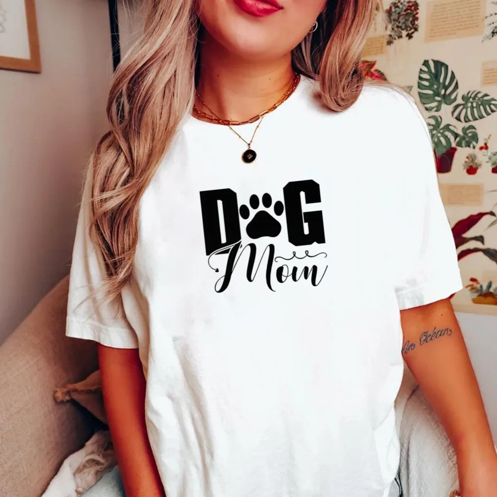 T Shirt Dog Mom's Women Clothes Letter Printed T-shirt Summer  Casual Comfortable Round Neck Top Mother's Day Gift