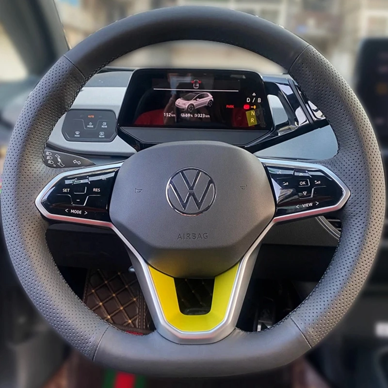 Funda trenzada personalizada para volante de coche, accesorio para Volkswagen VW Atlas Golf 8 Mk8 Jetta Passat B9 Tiguan Sharan, 100%