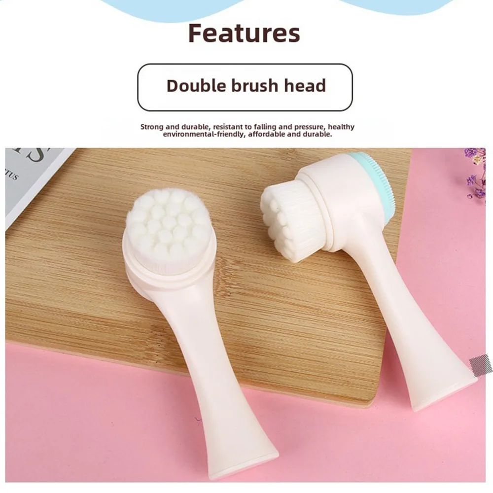 Manual Dual Facial Cleansing Brush 2-in-1 Skin Care Silicone Facial Scrubber Face Wash Brush for Deep Pore Exfoliation Massaging