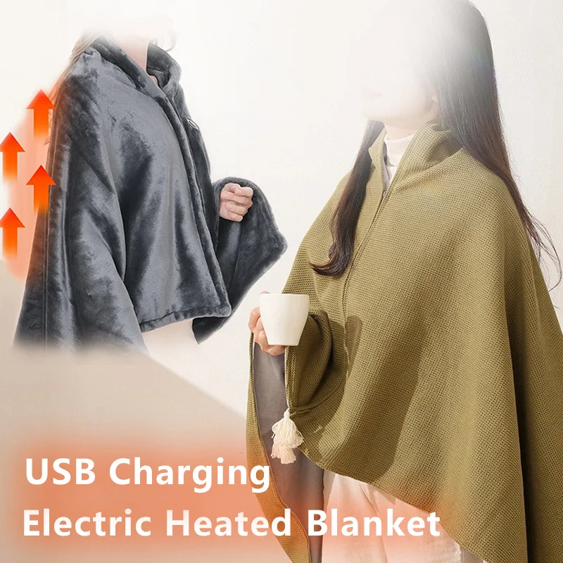 

Electric Heated Wrap Blanket USB Charging 3 Heating Levels Blanket Wearable Body Warmer Shawl Blanket for Office Home Travel