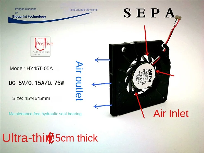 Hy45t-05a sepa ใหม่4505 5V0 15A ไฮดรอลิก4. 5ซมพัดลมทำความเย็นแล็ปท็อปกังหัน