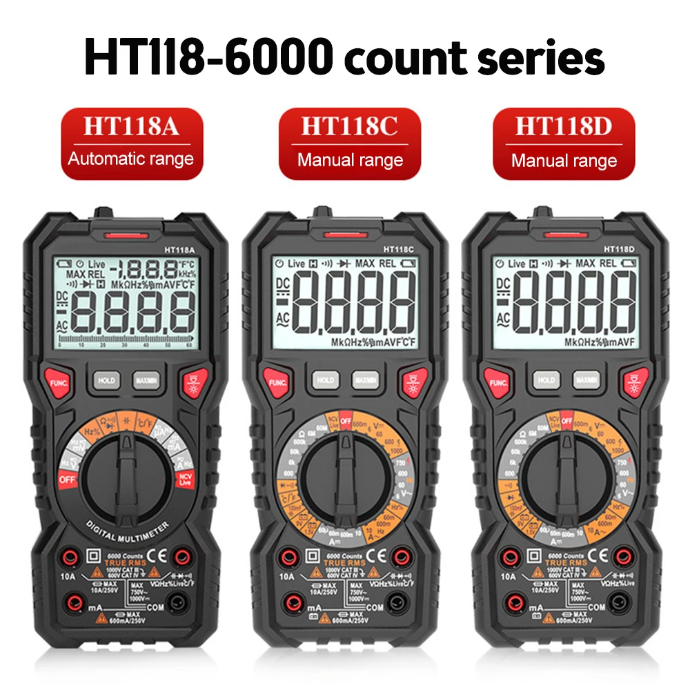 HT118E Digital Multimeter 20000 Counts True Rms NCV HZ Multimeters Transistor Tester Voltimetro Capacitance Meter for Auto