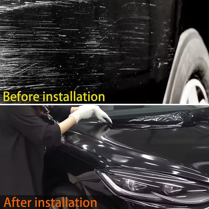 2025 TPU parelmoer zwart Ppf auto vinyl kleurverandering satijn zwart verpakking anti-kras 7,5 mil 1,52 x 15 m