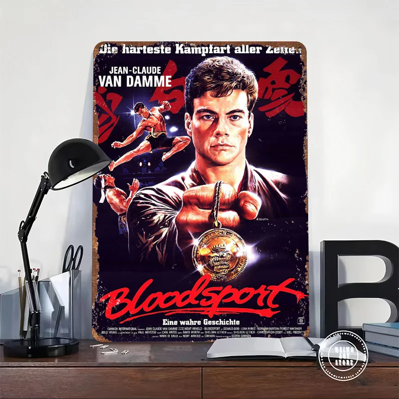 Bloodsport Van Damme Tin Poster Customized Wall Art Retro Vintage Metal Signs for Fans Room Mancave Decoration Gaming Desk Decor