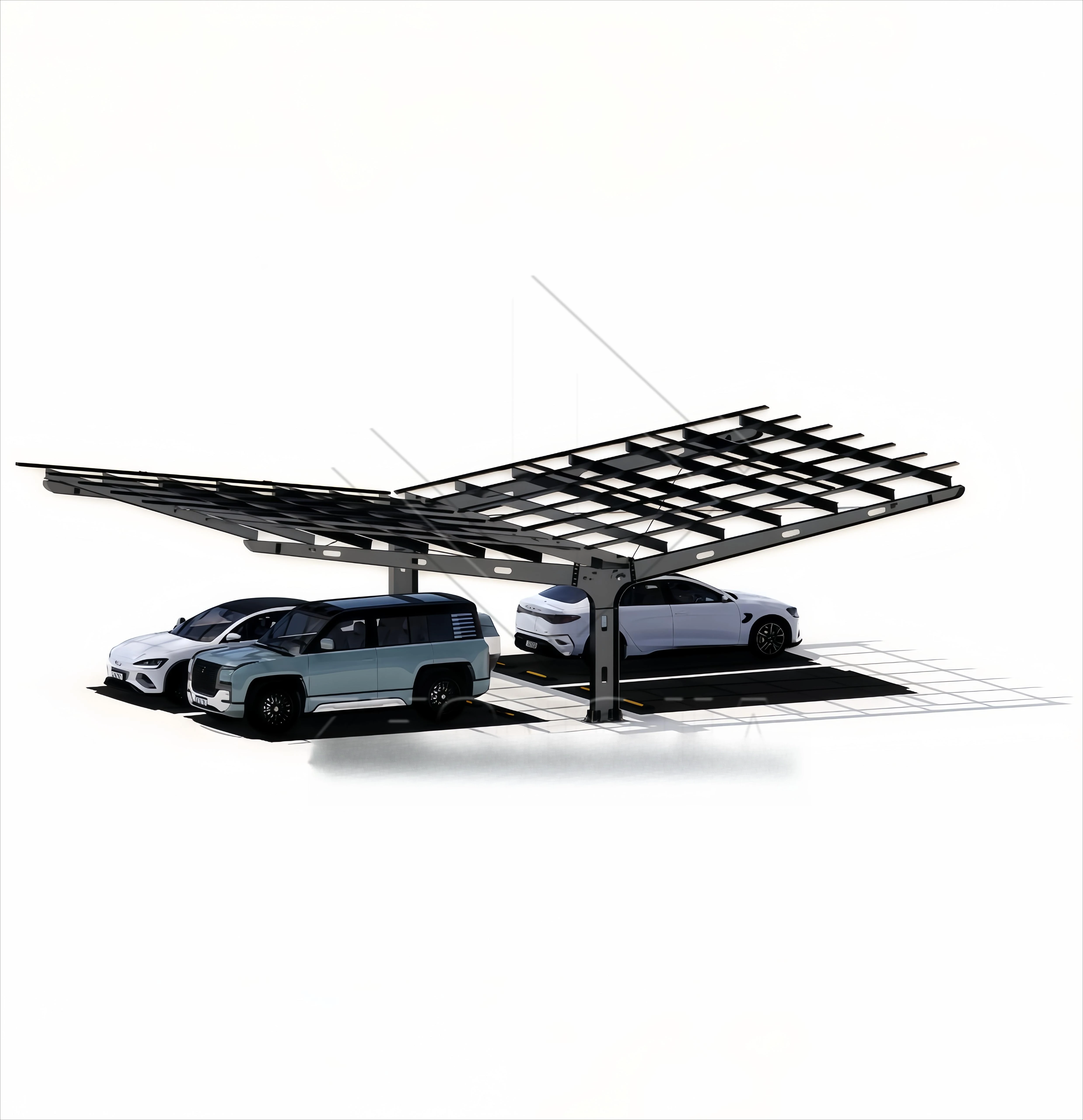 Modern Design Steel Solar Carport Mounting Solution Residential Homes Electric Vehicle Charging Ports 10-Year Warranty CE