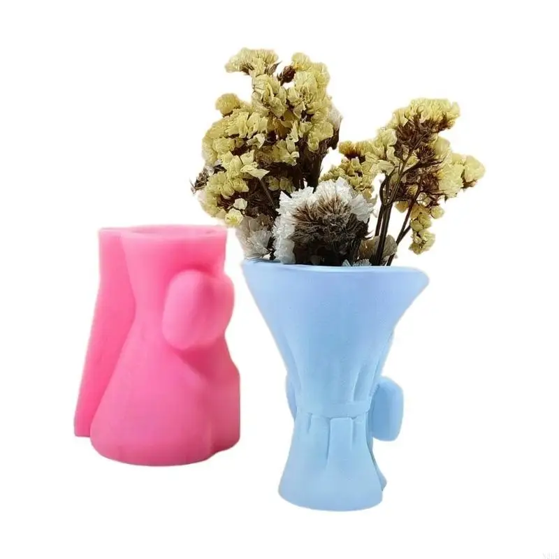 

N2UE Nordic Bowknot Vase Resin Molds Plant Flowerpot Silicone Mould Decors