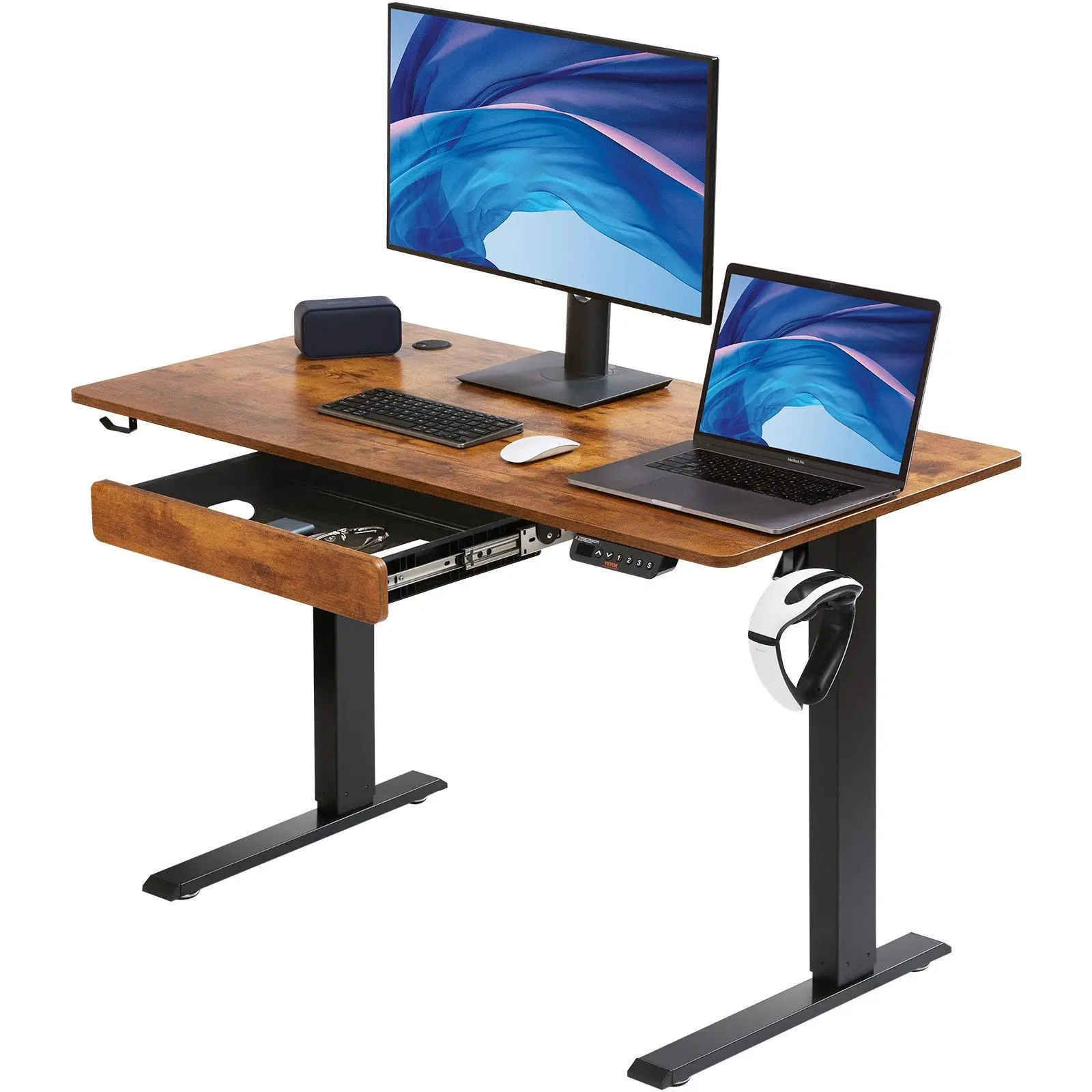 

47.2"x23.6" Electric Standing Desk – 3-Height Memory – w/ Drawer (180LB Capacity, Dual-Motor Frame)