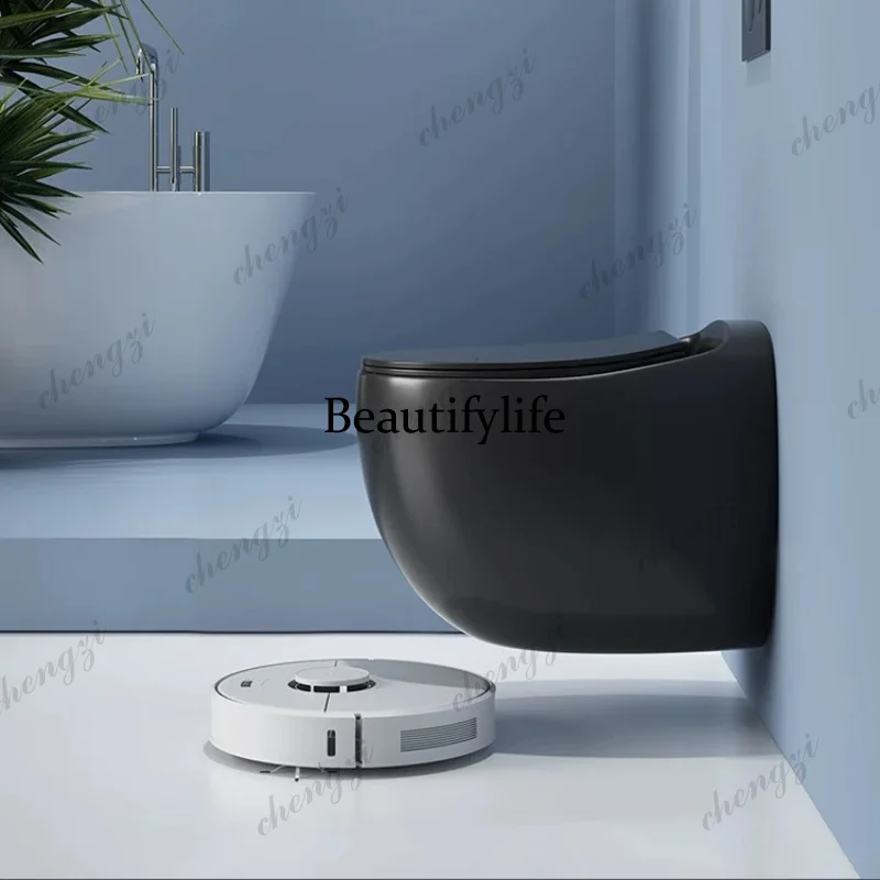 H134 wall-mounted round toilet UD01 egg hidden water tank embedded small apartment black toilet