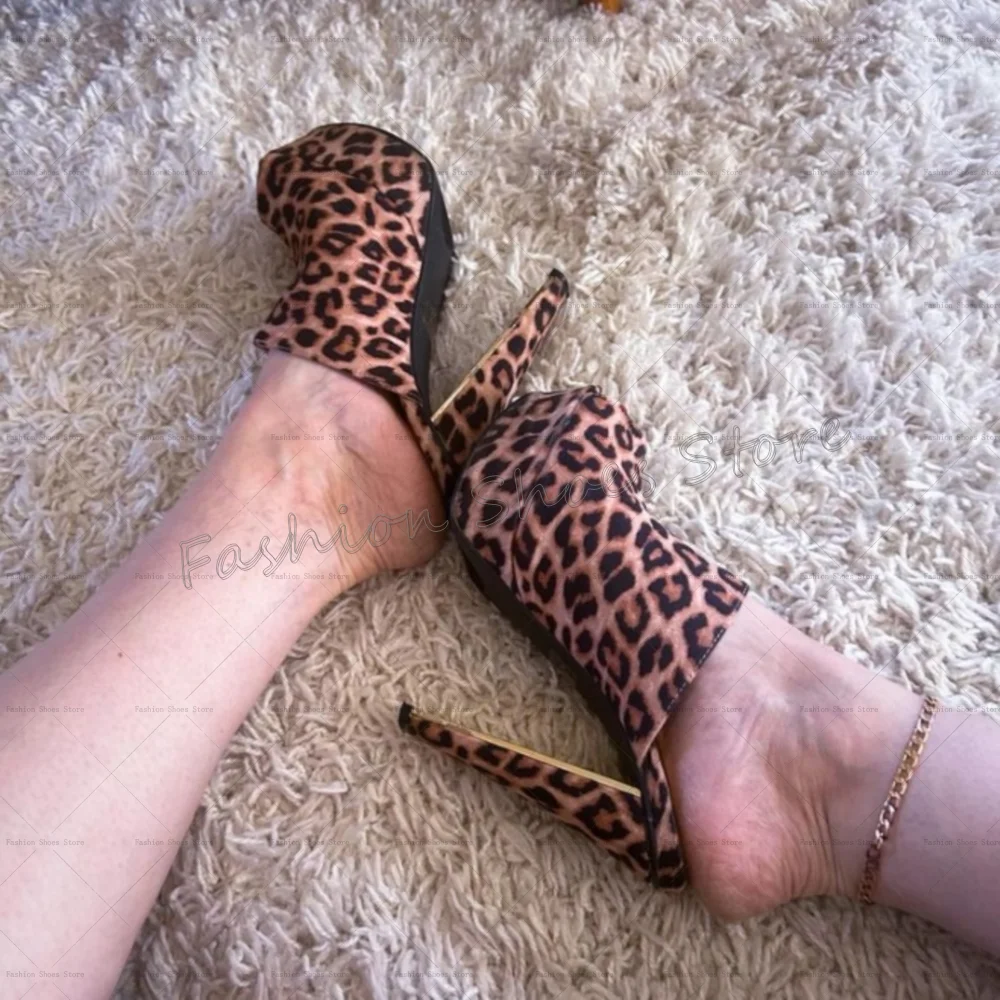 

Leopard Platform Slippers Comfortable Fashion Women Shoes Stilettos High Heels Party Banquet Dating 2025 Zapatos Para Mujere