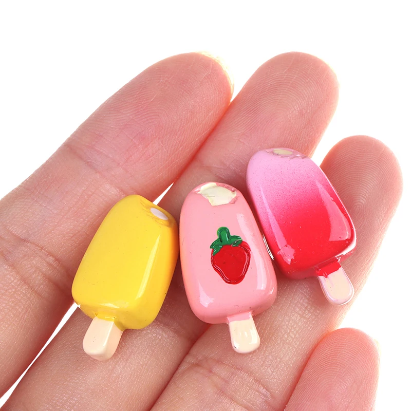 5Pcs Dollhouse Miniature 1:12 1:6 Scale Ice-cream Kitchen Food Popsicle Pretend food Dollhouse Decor for Doll Kitchen Toys