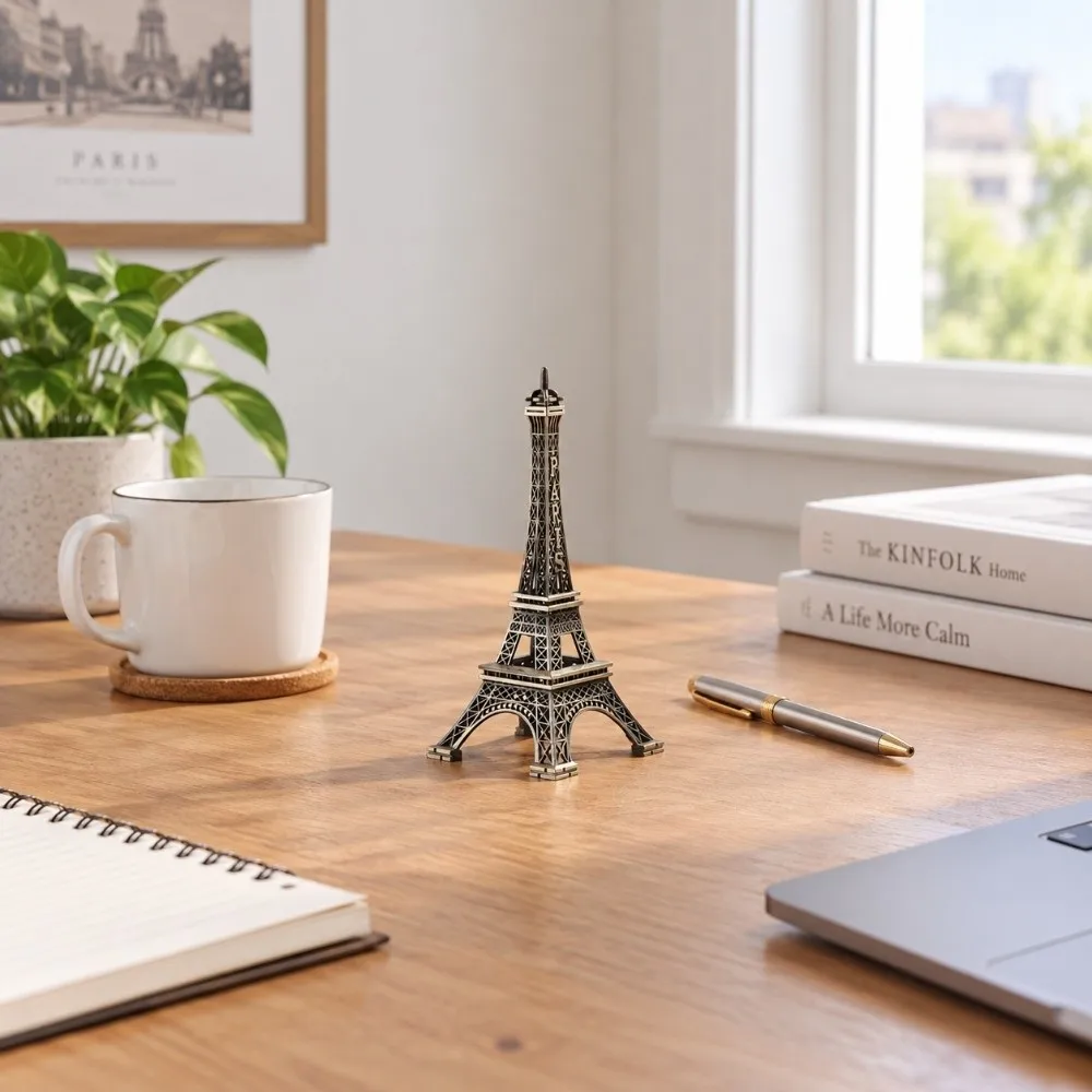 Bronze Tone Paris Eiffel Tower Figurine Statue Exquisite Craft Creative Eiffel Tower Model Stylish Miniature Replica