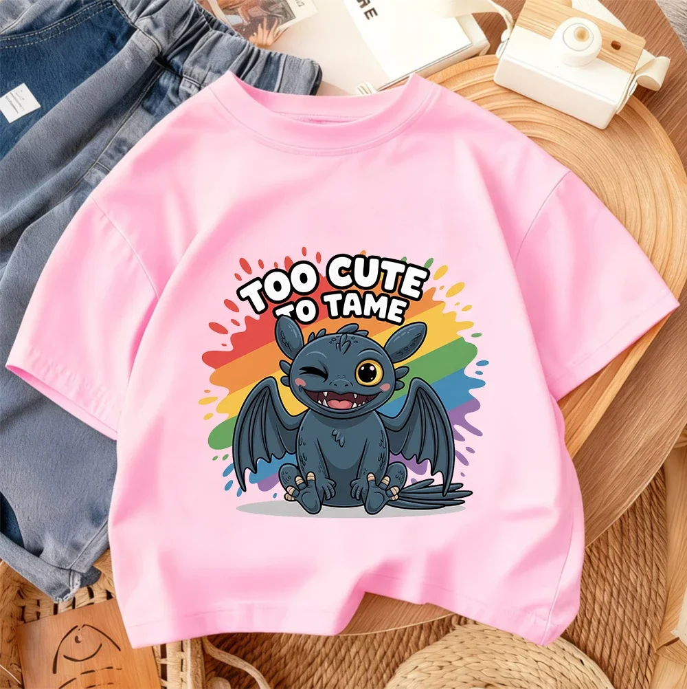 Toothless Popular Cartoon Kids Tee Summer Crew Neck For Boys Girls Casual Street Fashion Cute Outfit 3-14 Age