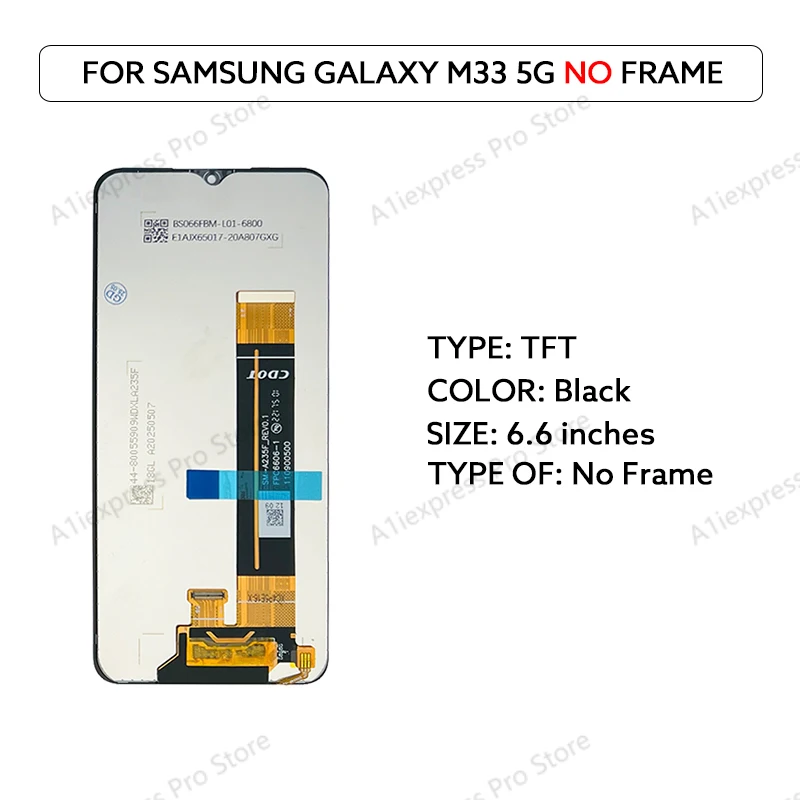 6.6 "TFT LCD Voor Samsung Galaxy M33 M336 Lcd Touch Screen Digitizer Vergadering M336B M336BU M336K Lcd-scherm vervangen Onderdelen