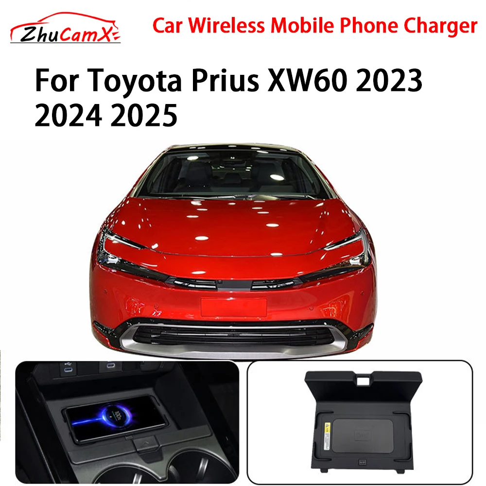Car Wireless Mobile Phone Charger Center Console Storage QI 18W iPhone fast charge for Toyota Prius XW60 2023 2024 2025