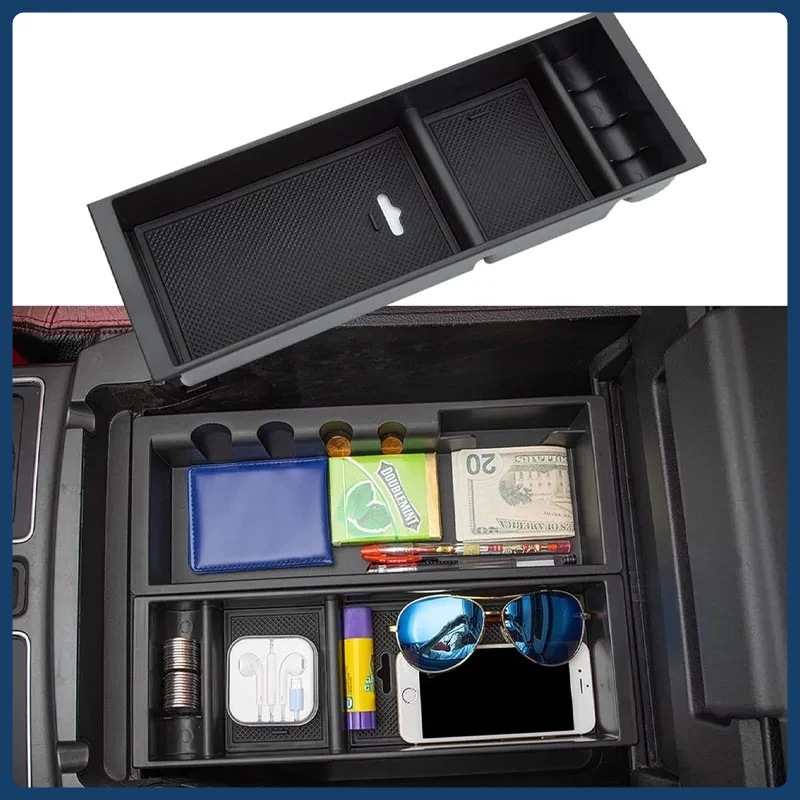 For Ford Raptor F150 2015-2019 Center Console Armrest Plug-in Tray  Armrest Box Storage Box Modification Interior Storage Box
