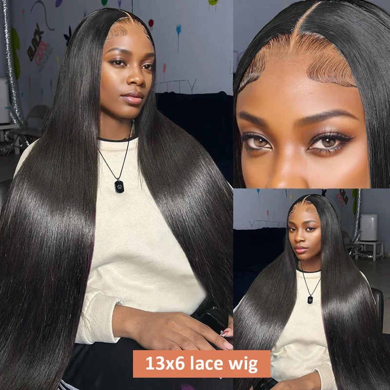 250 Density 13x4 13x6 HD Transparent Bone Straight 30 40 Inches Lace Front Human Hair Wigs Brazilian Frontal Wigs For Women