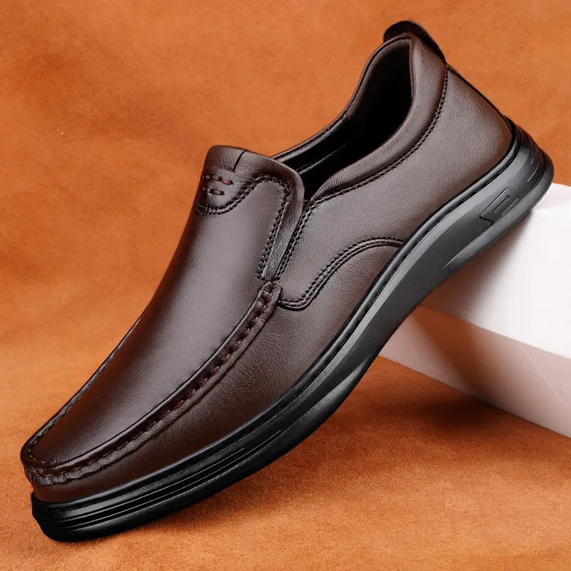 

Man Slip on Footwear Office Genuine Leather Formal Shoes Wedding Party Dress Loafers Breathable Driving Lazy Flats Moccasins