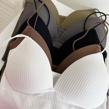 Reggiseno a canotta con top corto stile francese Reggiseno push up elasticizzato sexy slim fit con pettorali Top corto a tubo corto con scollo a V